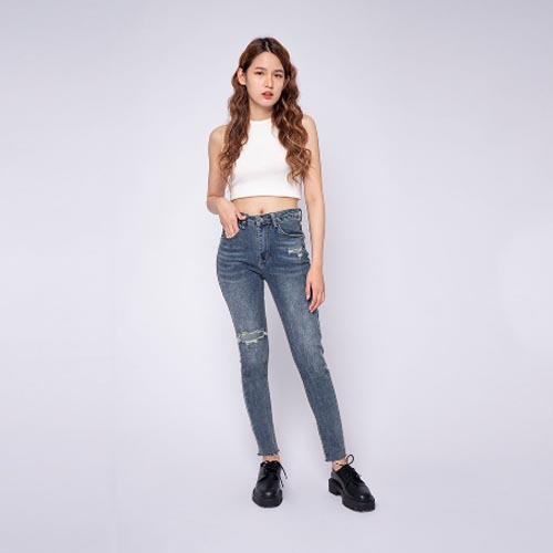 produk vierlin Jeans 9125 - HIGH WAIST SKINNY RIPPED