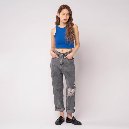produk vierlin Jeans 9238 - HIGH WAIST JEANS SOBEK RIPPED