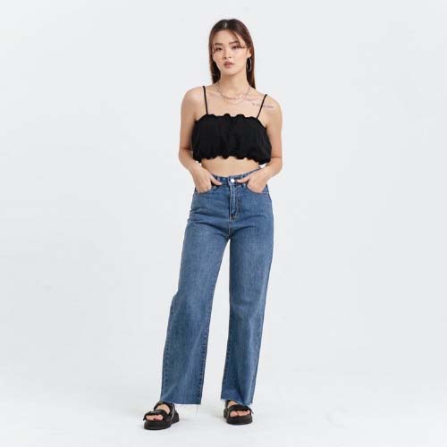produk vierlin Jeans 8776 - HIGH WAIST LOOSE JEANS UNFINISH