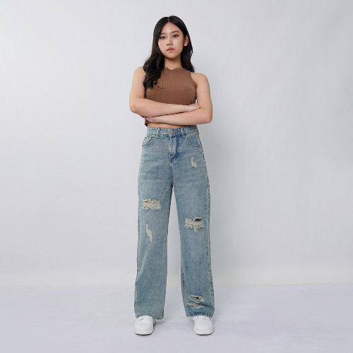 produk vierlin-Jeans 7508 - LOOSE HIGHWAIST RIPPED JEANS