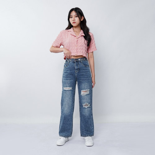 produk vierlin-Jeans 8972 - HIGHWAIST LOOSE RIPPED JEANS