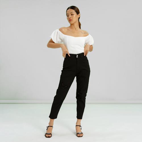 produk vierlin-Jeans 1272 - HIGHWAIST BOYFRIEND RIPPED STRECHT JEANS