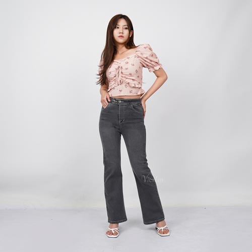 produk vierlin-Jeans 2699 - HIGHWAIST FLARE CUTBRAY JEANS