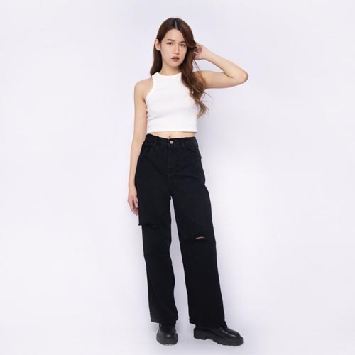produk vierlin-Jeans 344 - HIGHWAIST BLACK RIPPED JEANS
