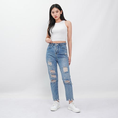 produk vierlin-Jeans 8828 - HIGHWAIST RIPPED JEANS