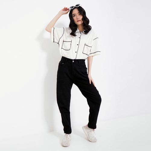 produk vierlin-Jeans 8869 - HIGHWAIST PLAIN BOYFRIEND JEANS